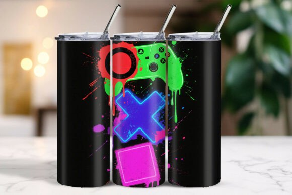 Abstract Gaming Controller Buttons Tumbler Wrap
