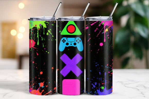 Abstract Vertical Gaming Controller Tumbler Wrap