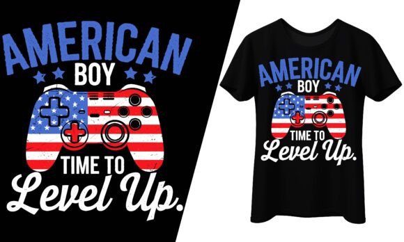 American Boy Gaming Time to Level Up SVG for Custom Merchandise