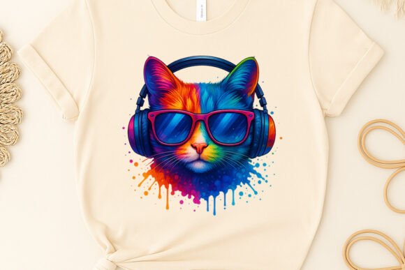 Colorful Gamer Cat Gaming Clipart PNG
