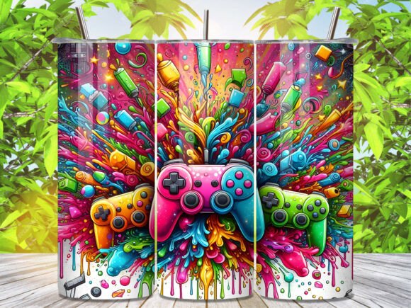 Colorful Gaming Controller Tumbler Wrap