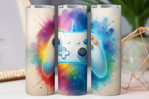 Colorful Gaming Tumbler Wrap for 20 oz Skinny