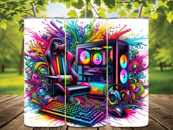 Cosmic Gaming Setup Tumbler Wrap