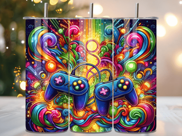 Crafting the Ultimate Gift: The Gaming Controller Neon Swirl Art Tumbler