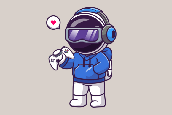 Cute Astronaut Gaming VR with Headphone: A Versatile Cartoon Vector Icon for Modern Design