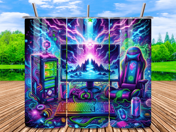 Cyberpunk PC Gaming Setup Tumbler Wrap