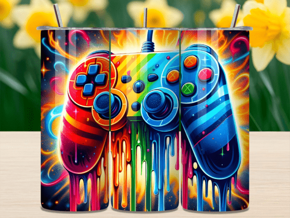 Elevate Projects with Rainbow Gaming Controller Tumbler Wrap
