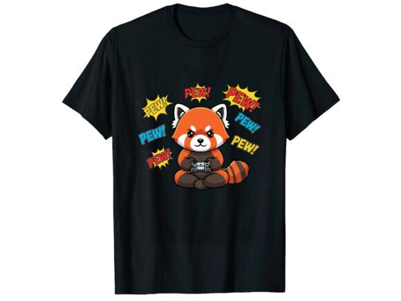Funny Pew Pew Gaming Red Panda T-Shirt Design Assets Unpacked