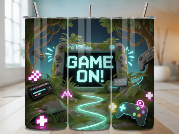 Game on Retro Gaming Jungle Tumbler Wrap