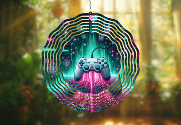 Gaming Controller Neon Tech Wind Spinner