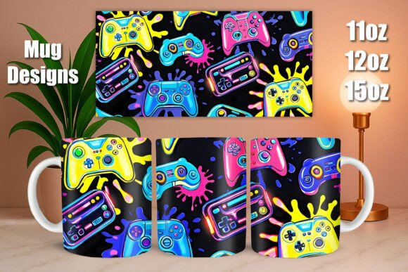 Gaming Controllers Print PNG Wrap: Elevate Your Mug Designs with AI-Enhanced Artwork