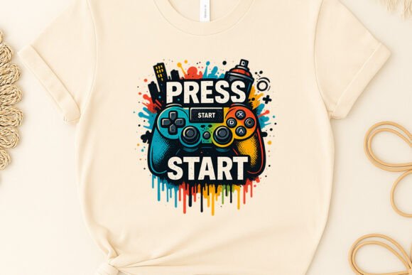 Gaming Shirt Press Start Clipart Design