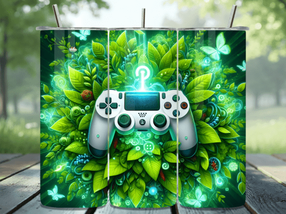 Green Nature Gaming Controller Tumbler: A Sublimation Essential for Creators and Businesses