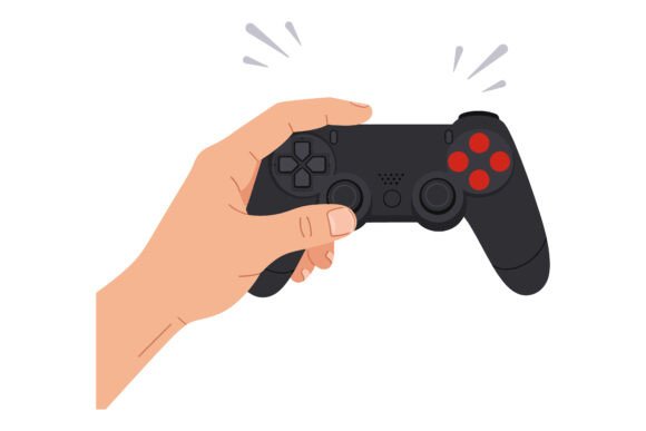 Hand Holding a Black Gaming Controller: Design Assets