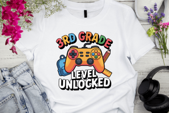 Level Unlocked 3rd Grade Retro Gaming: A Design Pack with Nostalgic Punch
