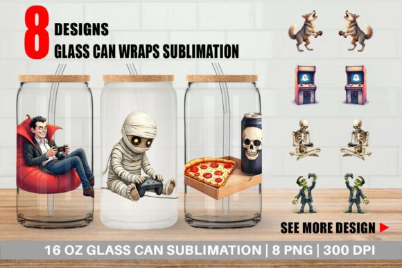 Monster Gaming Night Glass Can Wrap: A Practical Design Set for Custom Sublimation Projects