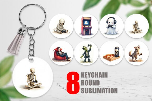 Monster Gaming Night Keychain Sublimation Designs