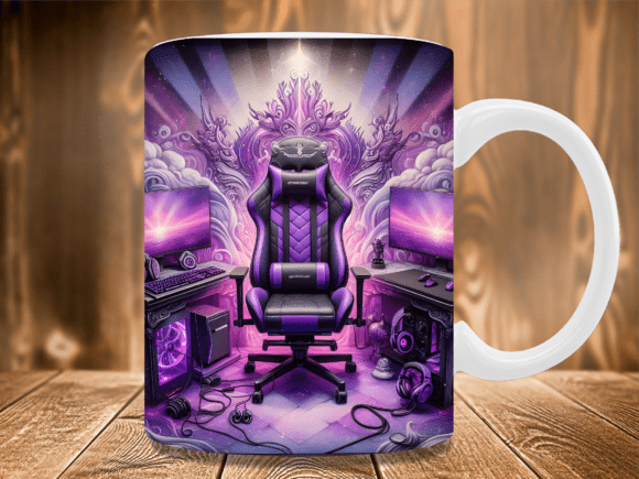 Purple Gaming Setup Room Mug Wrap