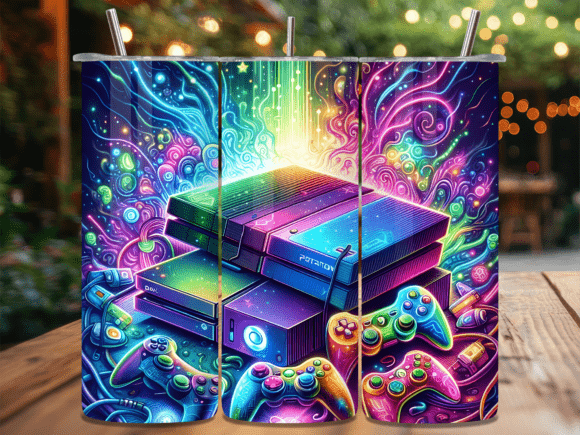 Retro Gaming Console Controllers Tumbler: A Creative Sublimation Design for Nostalgia Lovers