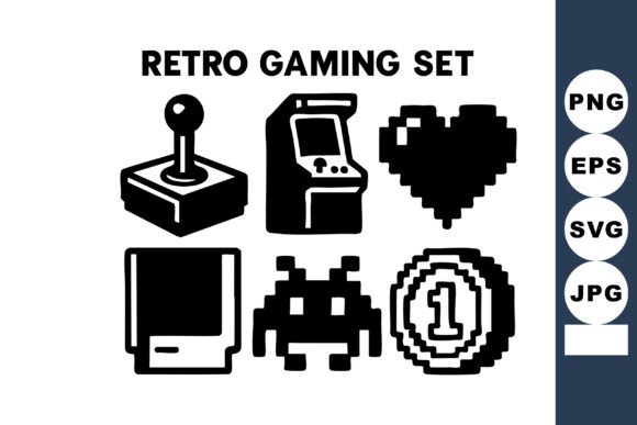 Retro Gaming Set Pixel Art Joystick Arca: A Complete Asset Pack for Nostalgic Design Projects