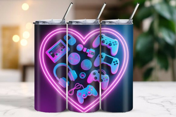 Vaporwave RGB Heart Gaming Tumbler: A Neon-Infused Design for Modern Creators