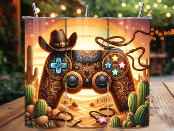 Western Cowboy Gaming Controller Tumbler